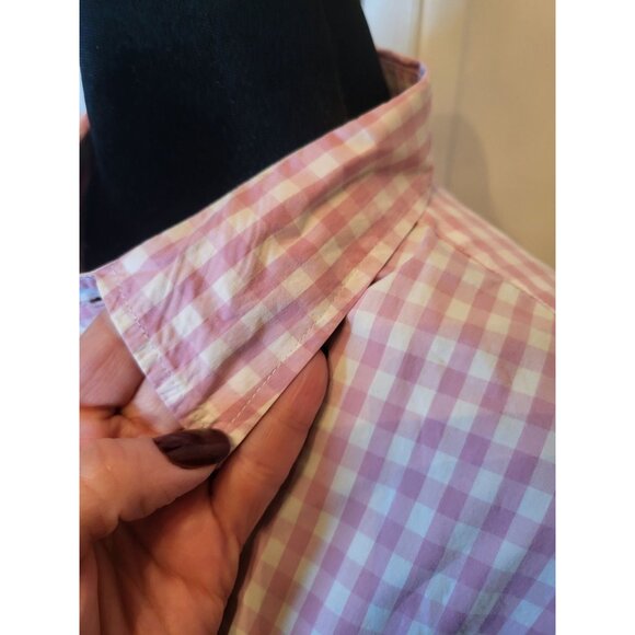 J. Crew Pink/White Gingham Button Up Shirt L Preppy Spring Easter Classic Church - Picture 4 of 7